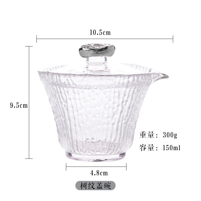 The tree pattern glass tea cup lead-free crystal glass fair cup with gold cover tea set: A1