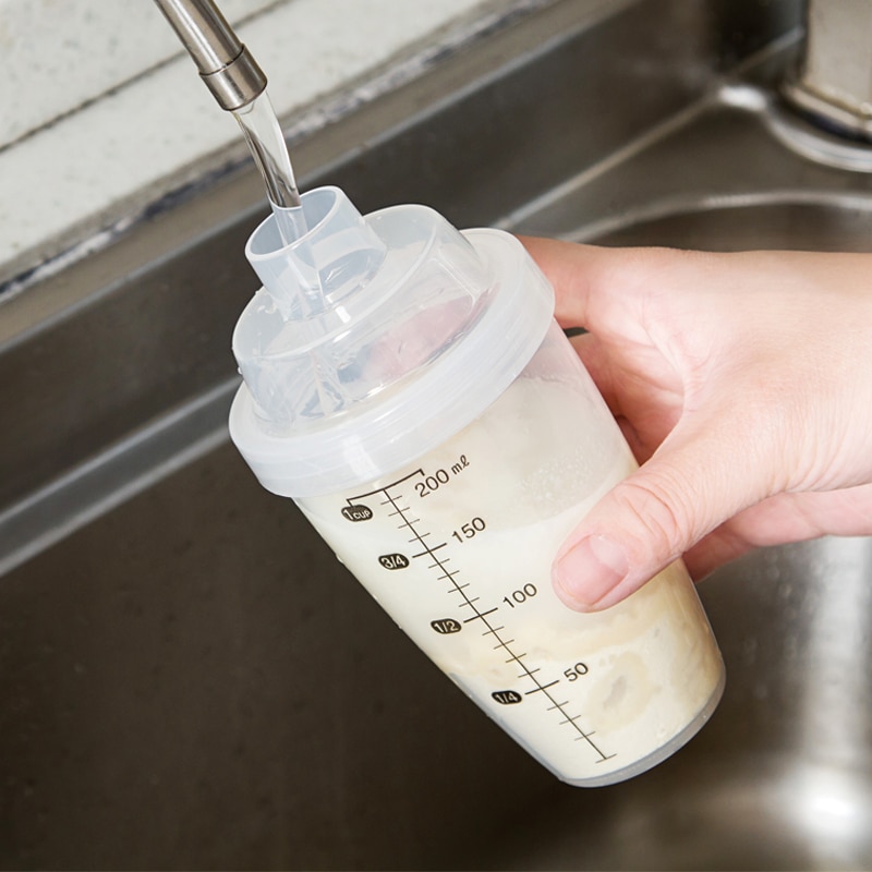 Taza para batidos de proteínas en polvo, taza para té y leche, taza para batidos a escala, botella de agua para ejercicio, 200ml