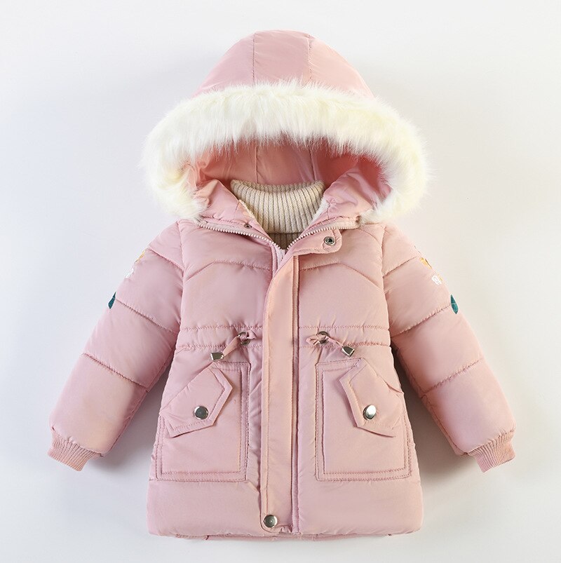 Neue Jahr 2022 Mädchen Mäntel Langarm Mit Kapuze Unten Jacke Für Kleinkind Mädchen Kleidung freundlicher Verdicken Winter Oberbekleidung 4-6 jahre