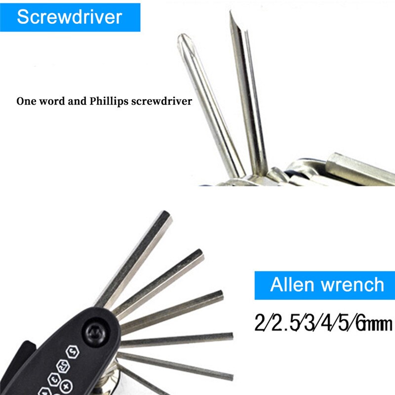 16 In 1 Multifunctional Bicycle Repair Tools Road Mountain Bike Multi Tool Kit Bike Tools Set Cycling Multitool