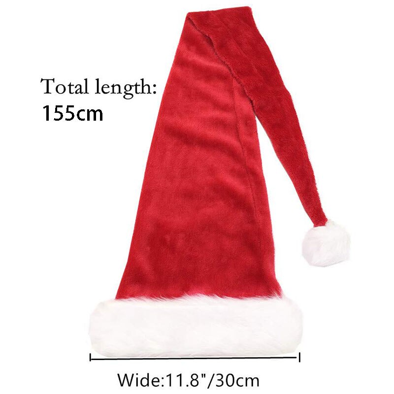 5 fod lang jule-nissehue, overlængde plys jule-nissehue xmas langhale-hue