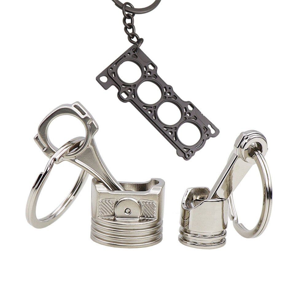JDM car piston engine cylinder keychain turbo piston connecting rod key ring trend key ring accessories
