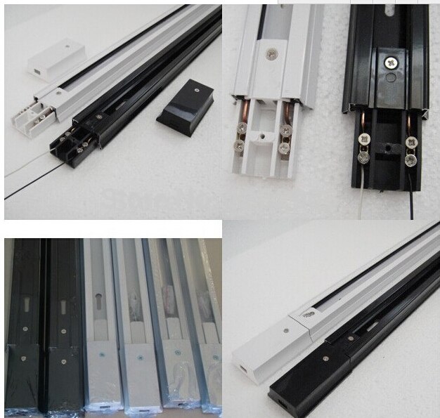 6 stks 1 M Spoor Rail voor led spoor licht, 2 draden Rails, zwart/wit lichaam, connectoren voor de rails, L I T connectors