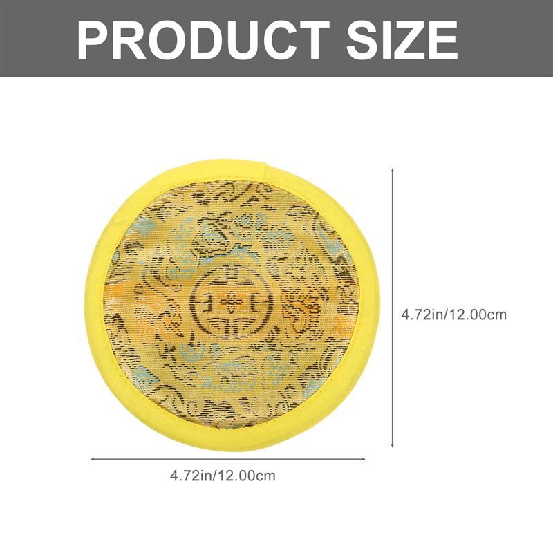 1pc Tibetan Meditation Singing Bowl Cushion Pillow Ritual Instruments Buddhist Sound Therapy Bowl Mallet Mat Handmade Carft: Yellow