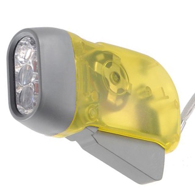 3 couleurs pressage à la main Dynamo manivelle puissance liquidation lampe de poche Mini auto-génératrice torche LED lampe de Camping lumière pour la maison extérieure: YELLOW