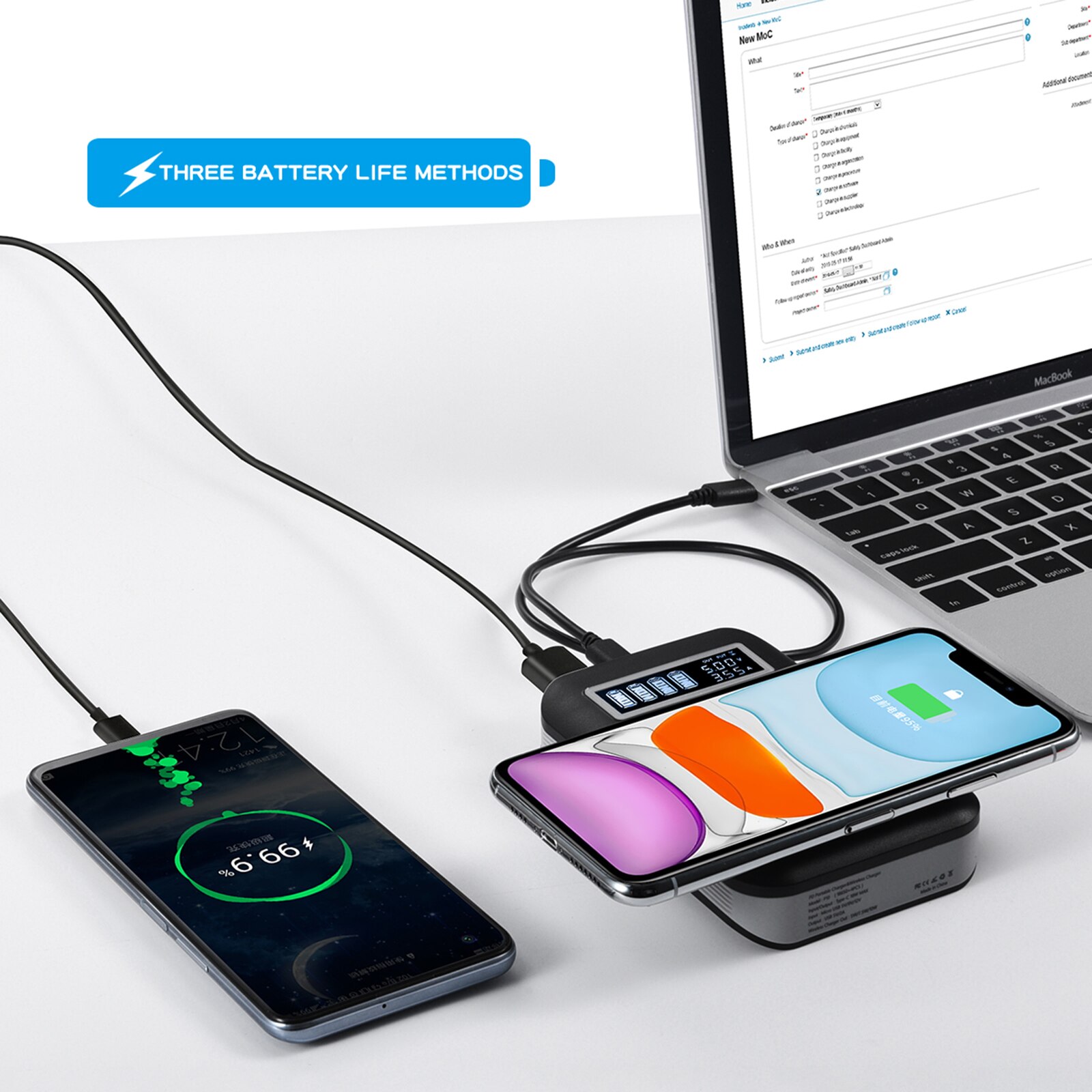 Schnell Ladung 4*18650 Power Bank Fall 10W Wireless Charging USB Ladegerät QC 3,0 PD DIY Shell 18650 batterie Halter Lade Box