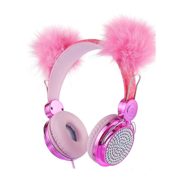 Cute Unicorn Headsets With Microphone Earphone for boys Kids daughter Headphones For Laptop Cellphones PC MP4 Tablet Headsets: Furball pink