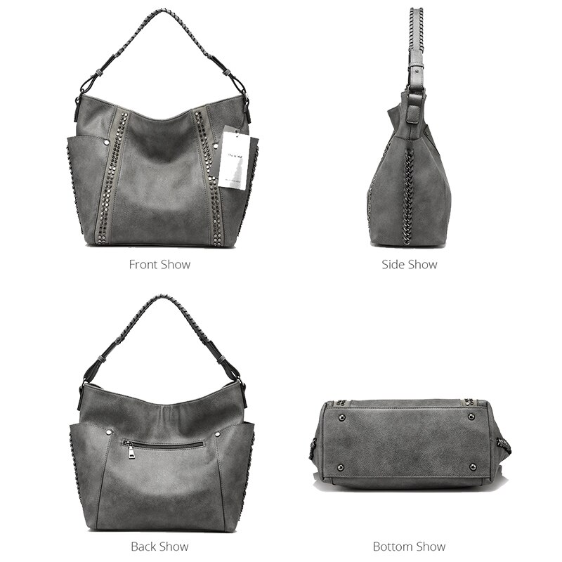 REALER frauen schulter umhängetaschen weibliche casual totes damen handtaschen große kapazität Niet Messenger top-griff taschen