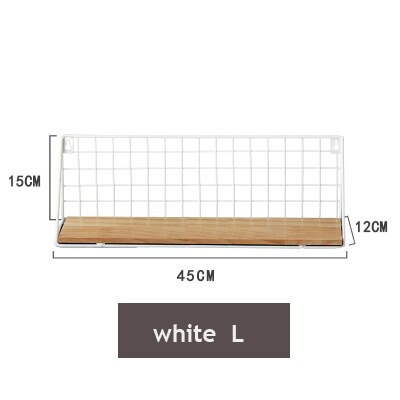 Home Office Wall Shelf Rack Iron Wooden Shelf for Kitchen Bedroom Office Decorative Wall Shelves Organizer DIY Desk Storage Rack: white l
