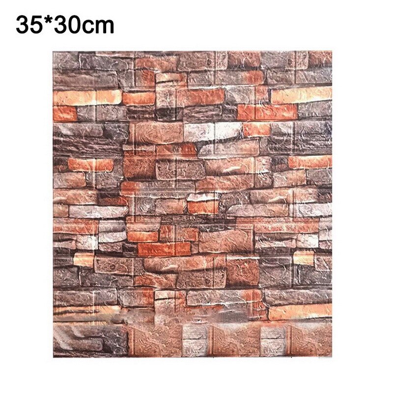 1pcs 3D Brick Wallpaper Waterproof Waterproof Contact Paper Doors For Living Room Bedroom Background Foam Wall Decoration: B Roman Red Brick