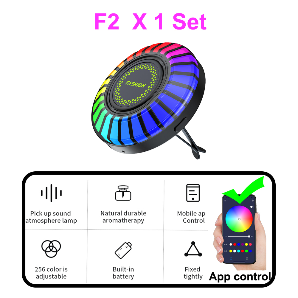 Luz inteligente de ritmo musical para coche, luz LED RGB para ventilación de coche, opción de 256 colores, Control por aplicación de sonido, ambientador, lámpara ambiental: 6000 K blanco frío / 4.500 K