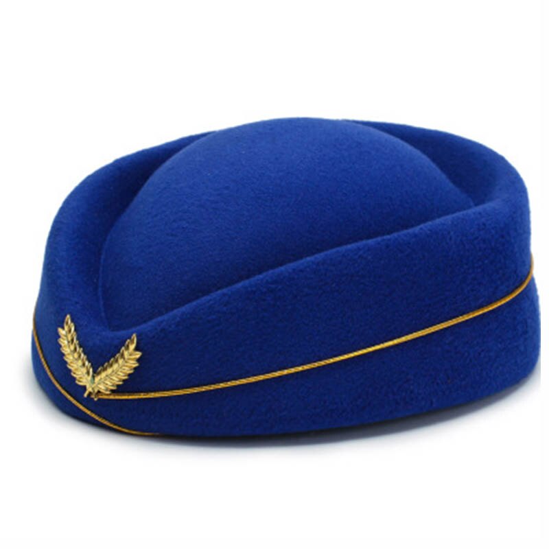 Stewardesse uld baret hat performance rekvisitter baretter til kvinder kasket til vinter alle matchede: Blå