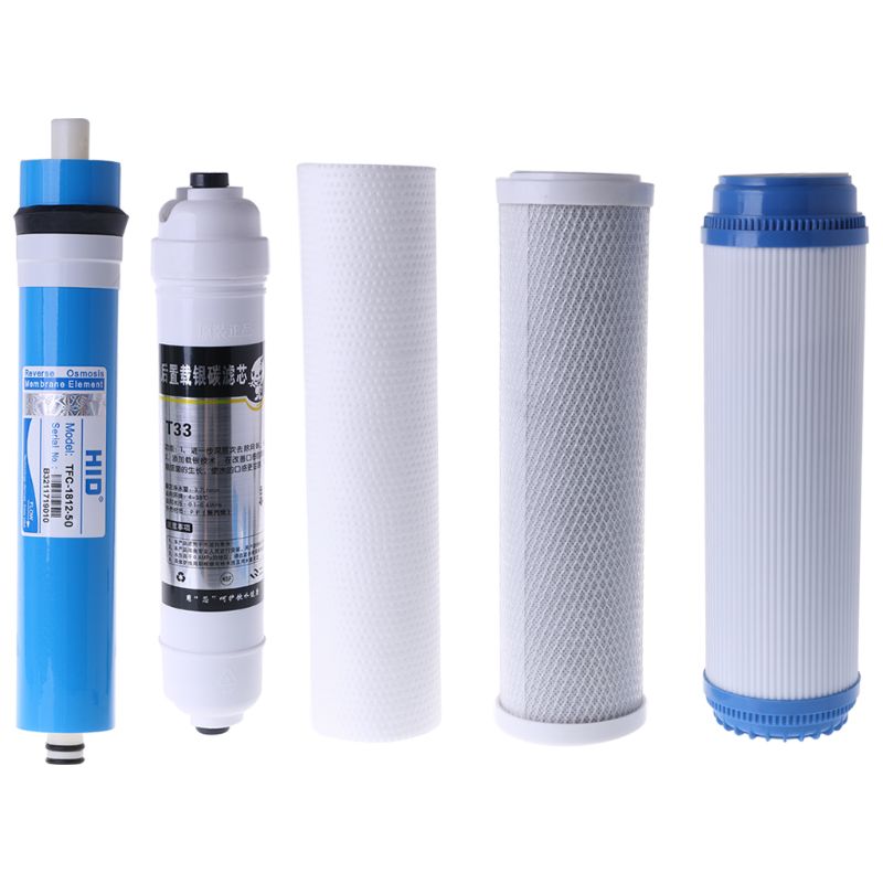 10 Inch Five-stage Reverse Osmosis Filter Set Water Purifier Element Cartridge 50 Gallon 5pcs/set: Default Title