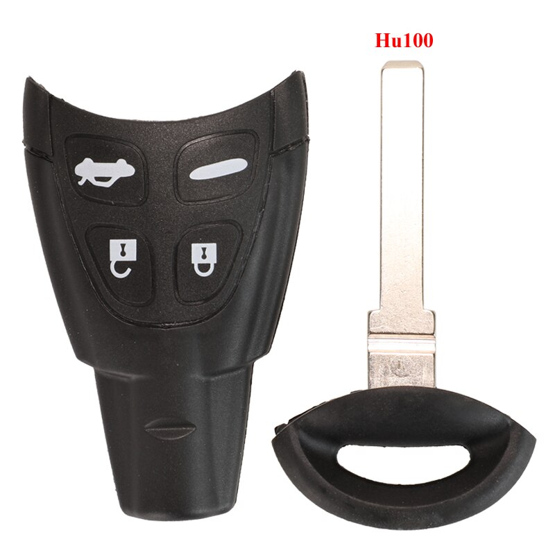 Cascarón de llave de coche remoto para Saab 9-3 93 2003-2007 4 botones sin cortar hoja tarjeta inteligente de reemplazo sin llave Fob Case: Shell with HU100