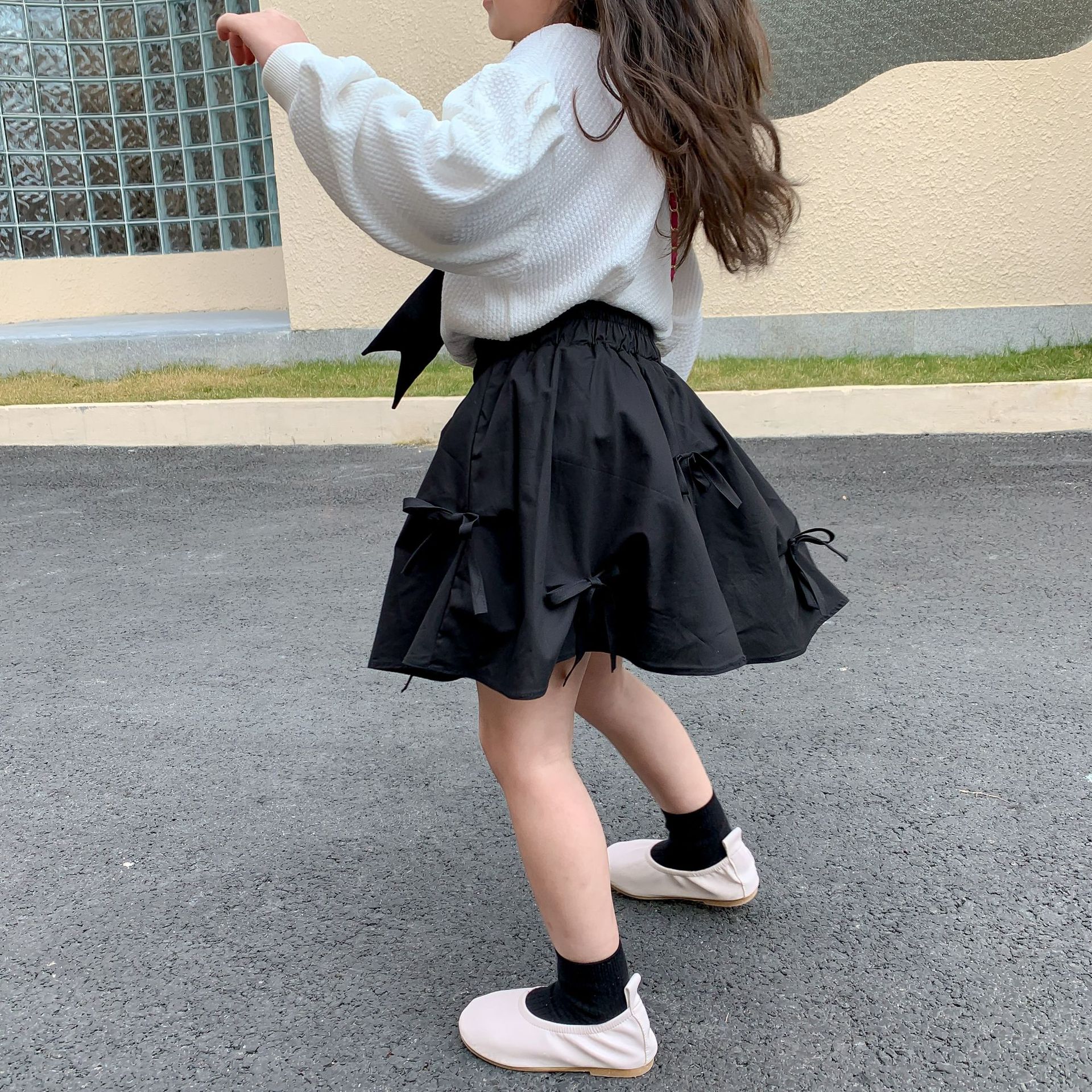 2022 Spring Girls Skirt with Bow Kids Cotton Skirts Kids Skirts