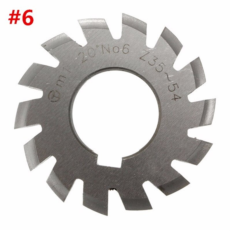Juego de fresa de engranaje involuta, herramientas de corte de engranaje, M1, PA20, diámetro de 22mm, NO.1-NO.8, HSS, 1/8 piezas: 6