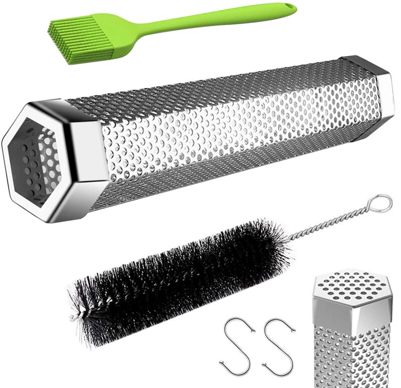 Stainless Steel Barbecue Wood Smoking Pellet Pipe Portable Fruit Wood Bacon Electric Gas Charcoal Smoker Set: Default Title