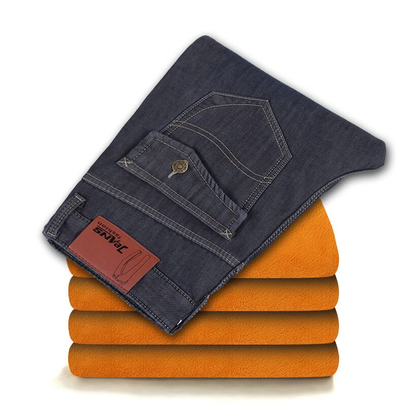 hommes thermique jean polaire doublé Denim pantalons longs hiver Stretch pantalon couleur unie polaire décontracté tendance: 33