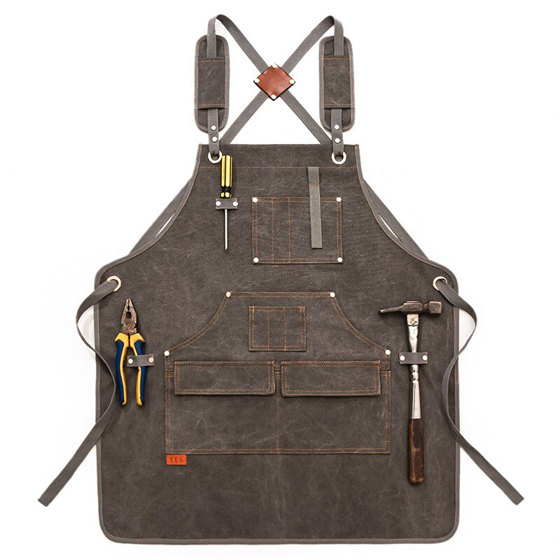 Mandil de herramientas de lona ajustable para hombre y mujer, delantal de utilidad resistente con bolsillos para trabajo de madera, sala de artesanía, taller: Azul