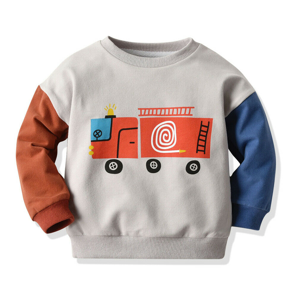 1-5Y Infant Kid Baby Meisje Jongen Sweatshirt Tops Winter Warme Trui Cartoon Auto Tops Outfits Kleding: Grijs / 12m