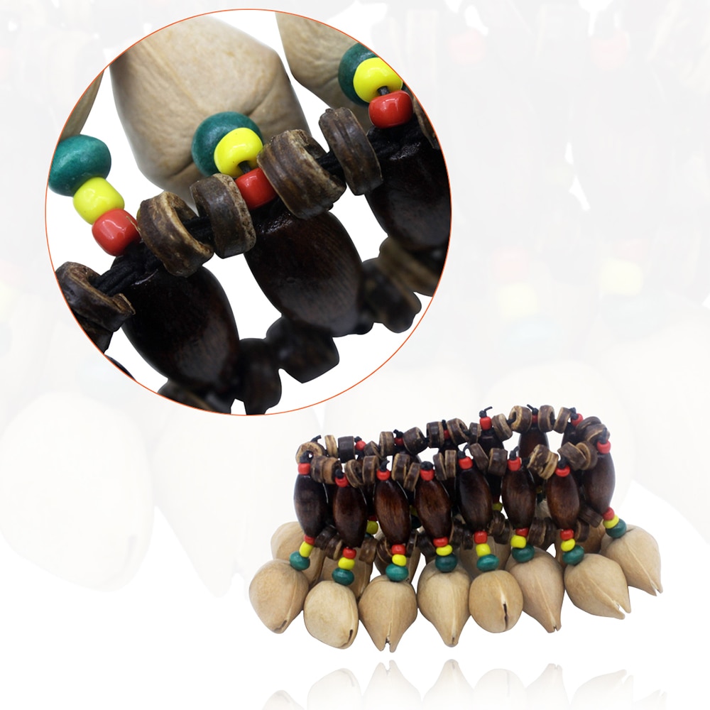 ammoon Handmade Drum Nuts Shell Bracelet Handbell for Djembe African Drum Conga Percussion Accessories