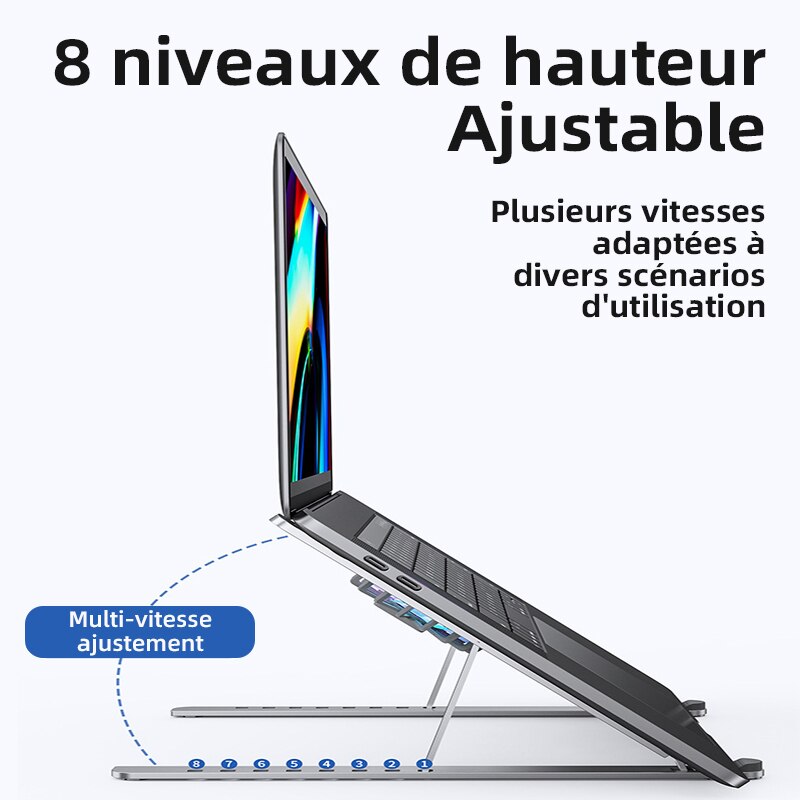 Laptop Stand Radiator Twin-Turbo 8 Levels Adjustable Static Gale Laptop Cooling Aluminum Alloy For Macbook Gaming Laptop Cooler