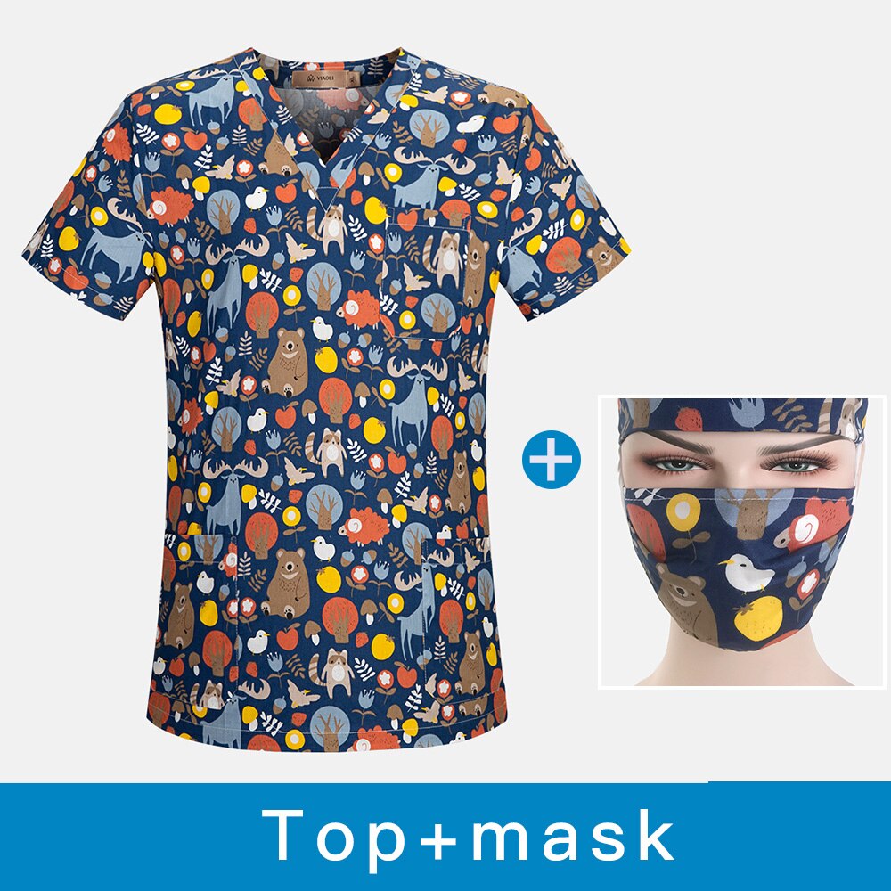 Moderigtigt anti-rynke arbejdstøj i høj bomuld tandpleje frostet top laboratorie frostet uniform dyrehandler arbejdstøj s -2xl: Top maske / Xl