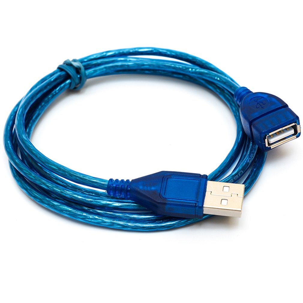 1/1.5/2/3-M Anti-Interference Extension Cable USB 2.0 Female Extension High Speed Data Sync Cord Blue Standard: 200cm