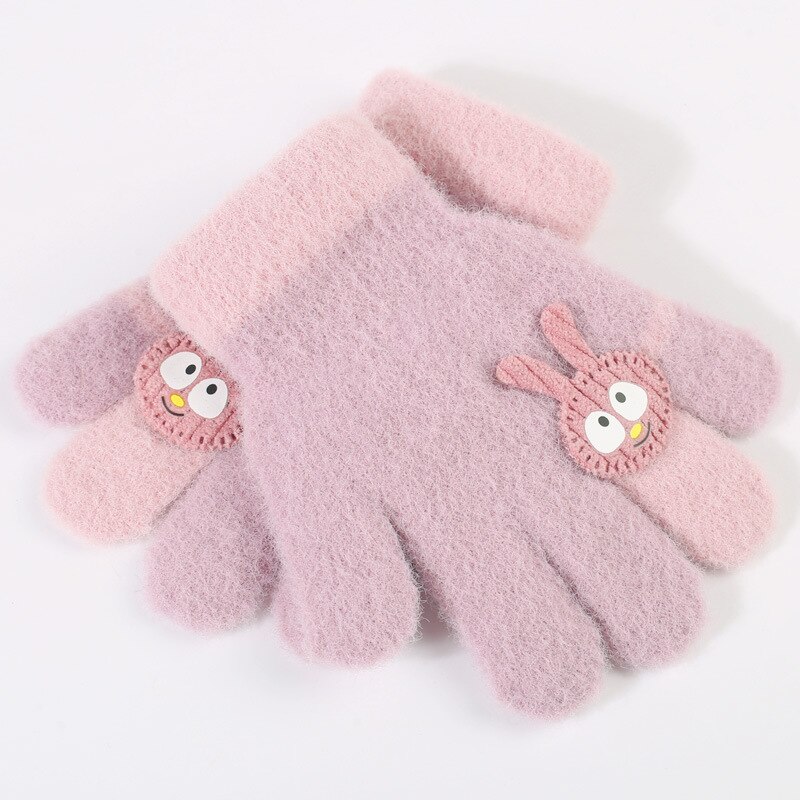 Wecute 10*15cm criança inverno luvas quentes para cerca de 3-6years crianças bonito coelho dos desenhos animados à prova de frio ao ar livre equitação jogar luvas de malha: ROXO