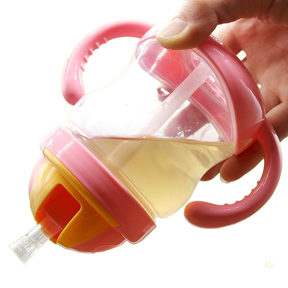 280ml pojke flickor nappflaska med handtag barn söt halm kopp barn lär sig mata dricksvatten tränings kopp