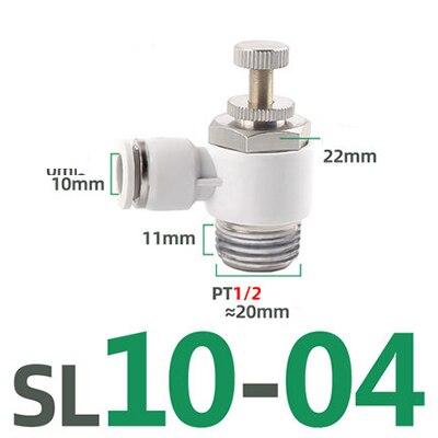 SL pneumatic quick coupling hose 4 6 8 10 12mm M5" 1/8" 1/4" 3/8" 1/2 air speed adjustment control valve acceleration valve: SL10-04