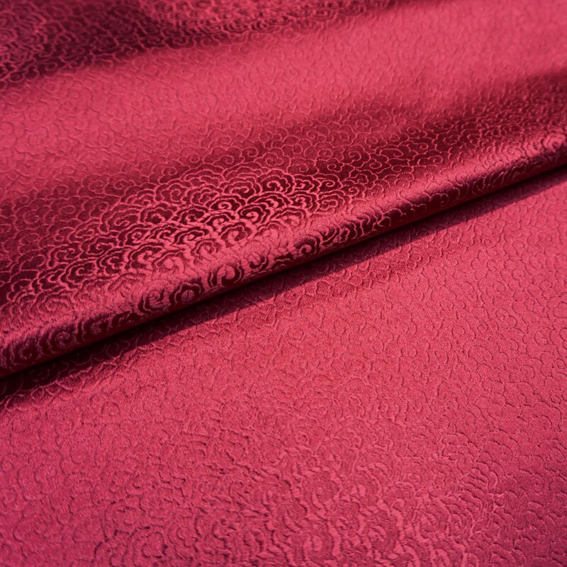 dark red wind style silk damask fabric for dress cushion cover curtain table cloth patchwork