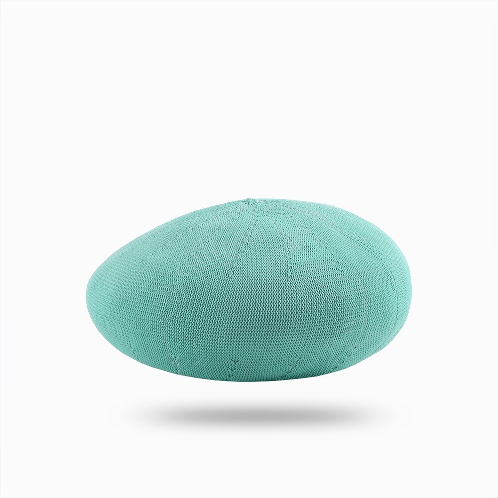 Spring Summer Breathable Hat Ladies Cotton Linen Solid Candy Color Beret French Artist Knitted Beret: 14