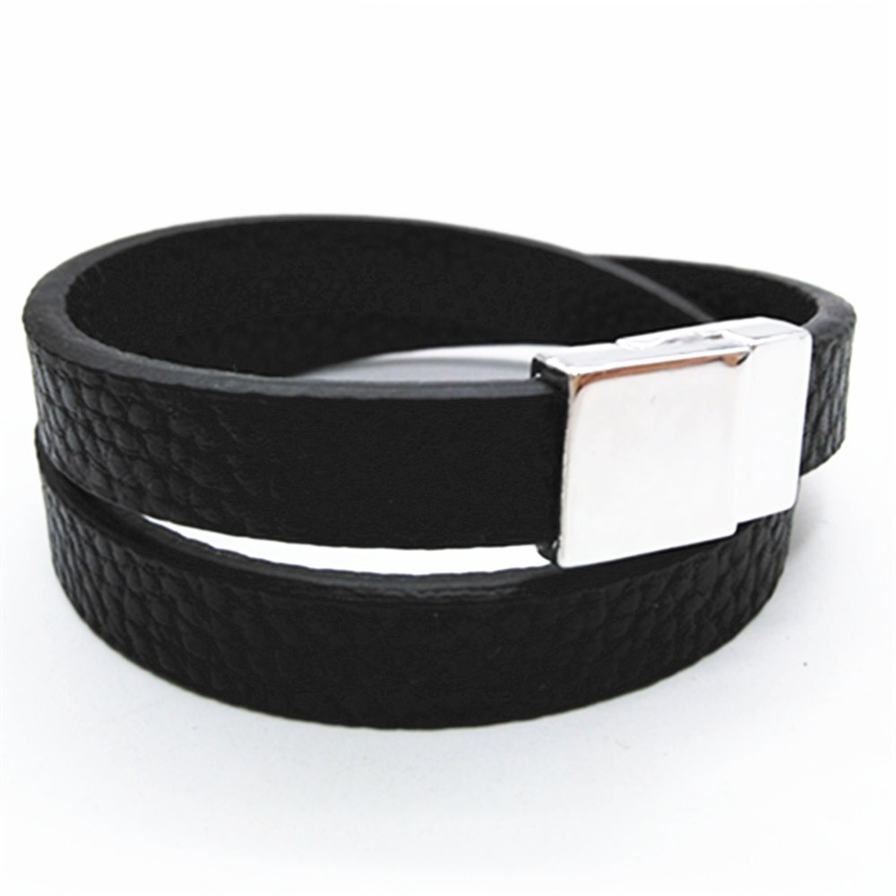Multilayer Punk Black Wristband Retro Handmade Vintage Leather Men Leather Bracelets Cuff Bangle male Jewelry