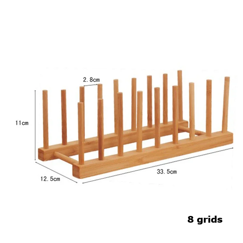 Kitchen Dish Drain Rack Wooden Display Stand Drainer Holder Drying Bowl Holder Simple Pot Lid Shelf Dinnerware Storage Organizer: Light Grey
