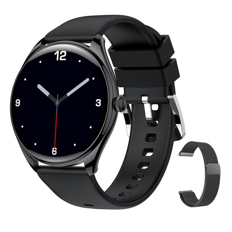 2024 novo ultra-fino relógio inteligente feminino relógio esportivo 1.43 polegadas tela amoled masculino bluetooth chamada monitoramento de freqüência cardíaca smartwatch: Preto