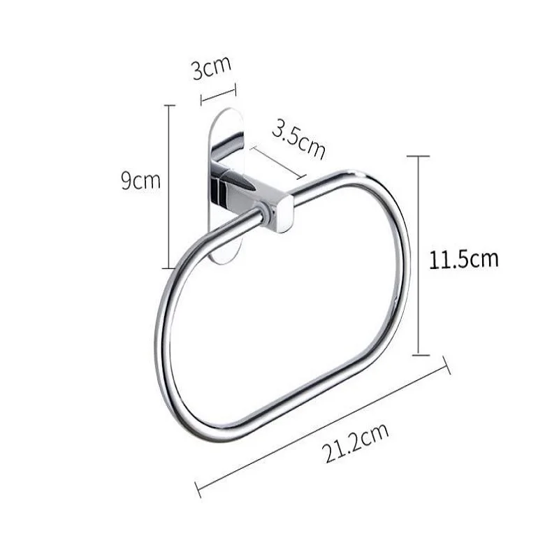 Montado na parede livre perfurador de aço inoxidável suporte anel toalha cabide para banheiro casa acessório hardware decorativo