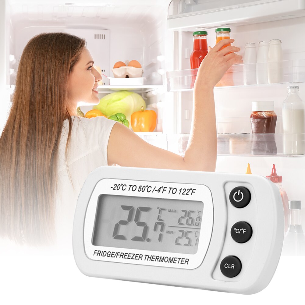 Waterproof LCD Digital Thermometer Refrigerator Freezer Temperature Humidity Sensor Meter Thermometer with Magnet Hook