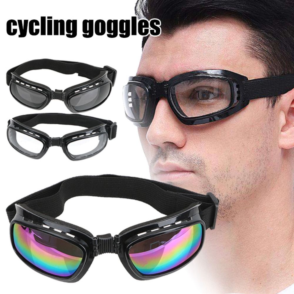 Sports Goggles Windproof Cycling Glasses Foldable Vintage Snowboard Goggles Adjustable Imitation Shock Motorcycle Glasses Skiing