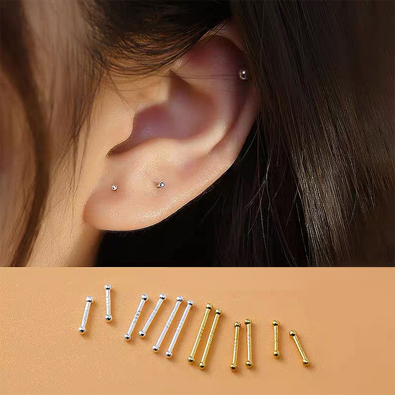 Pendientes minimalistas de 2 piezas para mujer y niña, aretes pequeños con tuerca, hipoalergénicos