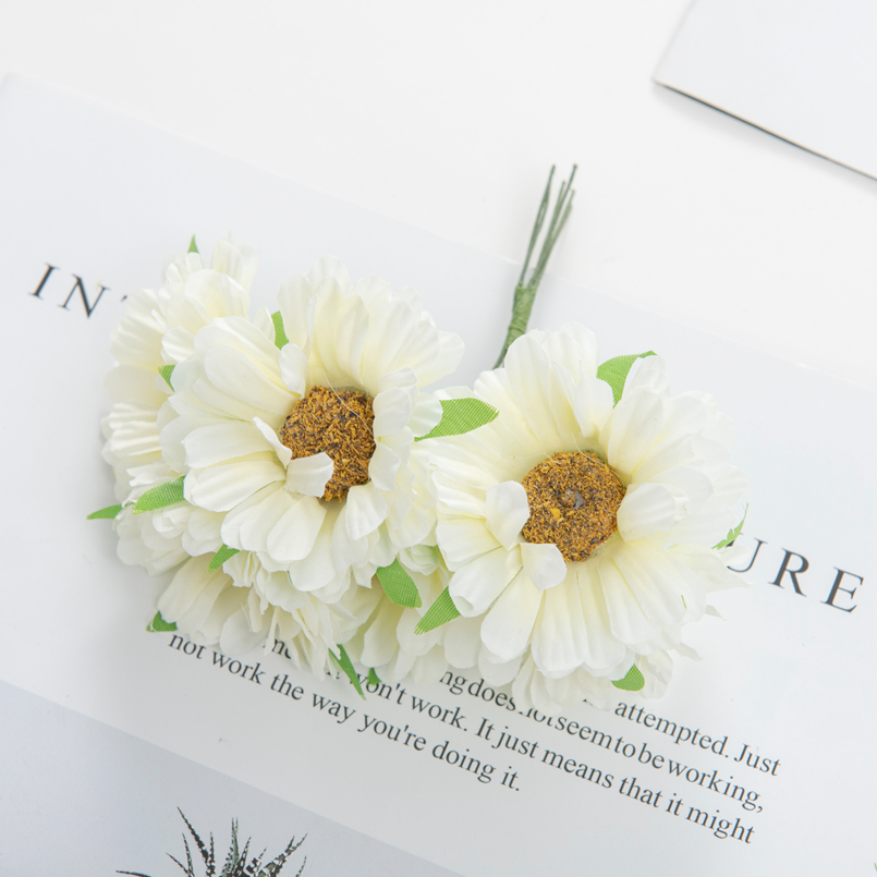 Kunstige blomster festival hjemdekorasjoner rom bryllup dekorativ krans silke tusenfryd gerbera gjør-det-selv-eske utklippsbok bil: Xs / Melkehvit