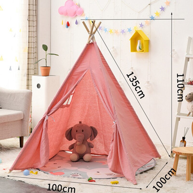 Indian Kids Wigwam For Children Games 1.35M Portable Cotton Home Tipi Folding Indoor Baby Tent Toy Teepee Original Triangle