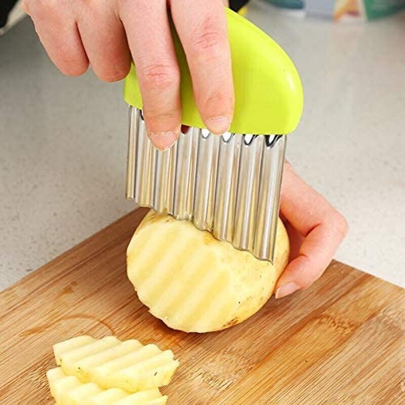 Kartoffeln Französisch Braten kräuseln Cutter Edelstahl Welle Cutter Küche Sicherheit Messer für freundlicher schneiden Obst Gemüse in Scheiben
