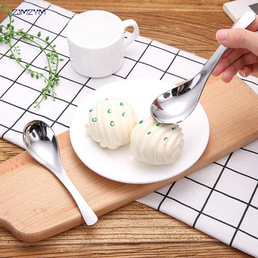 Stainless steel Chinese Spoons Round Bottom Count Spoons Thick Kid's Spoon Rice Spoon Deepened Sliver Dessert Tea Coffee Spoon