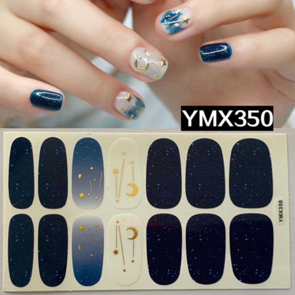 Nieuwste nagelstickers, decals, wraps, zelfklevende, volledige dekking, nail art, diy manicure, 3d maansterren: 350