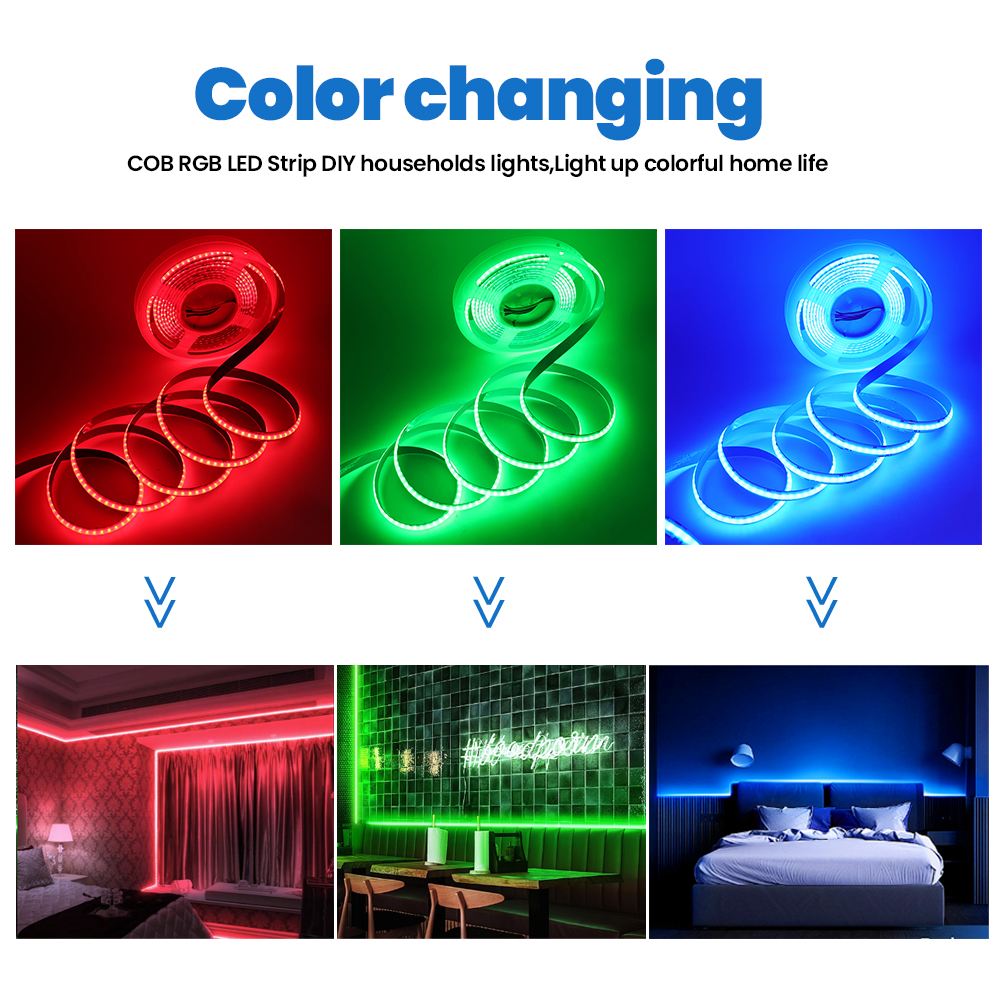 12V 24V RGBWW RGBW RGB CCT COB LED Strip 784 840LEDs/m High Bright Flexible LED Tape Light Bar Linear Dimmable Room Decor