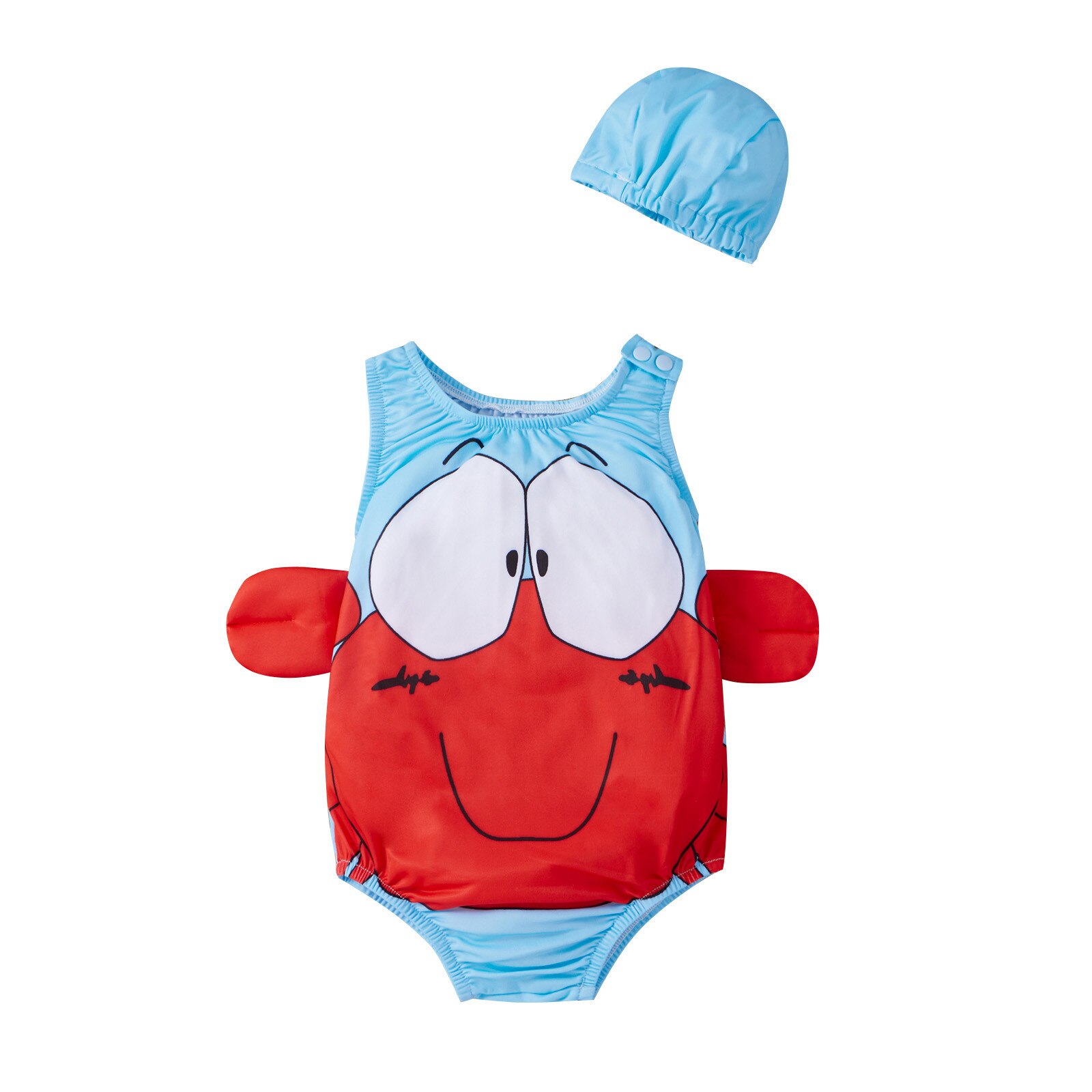 Bañador de una pieza con estampado de dibujos animados para bebés y niños pequeños, traje de baño + sombrero: 12-18 Months