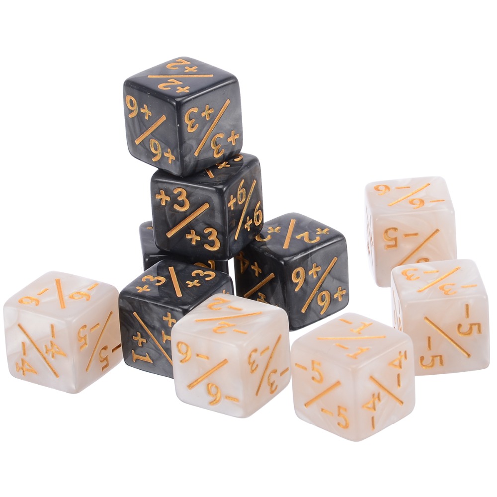 10Pcs Nero Bianco Dadi Contatore + 1/+ 1 Dadi Festa A Casa Divertente Outdoor Dadi Per La Magia Il la raccolta di Gioco Conteggio Dadi Giocattolo Set
