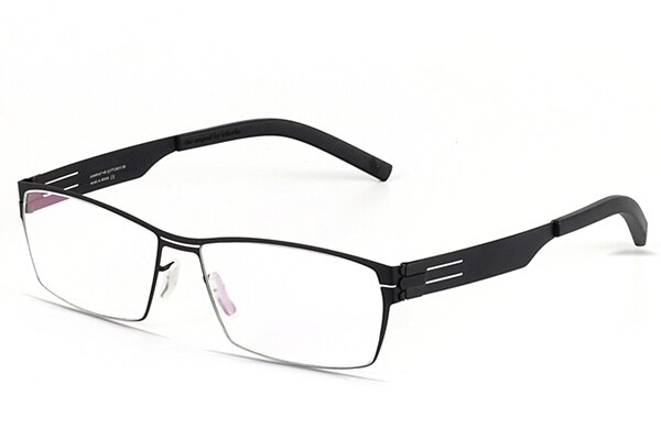 Titanium Alloy Optical Glasses Frame Men Ultralight Square Myopia Prescription Eyeglasses Male Metal Full Eye glasses: Black