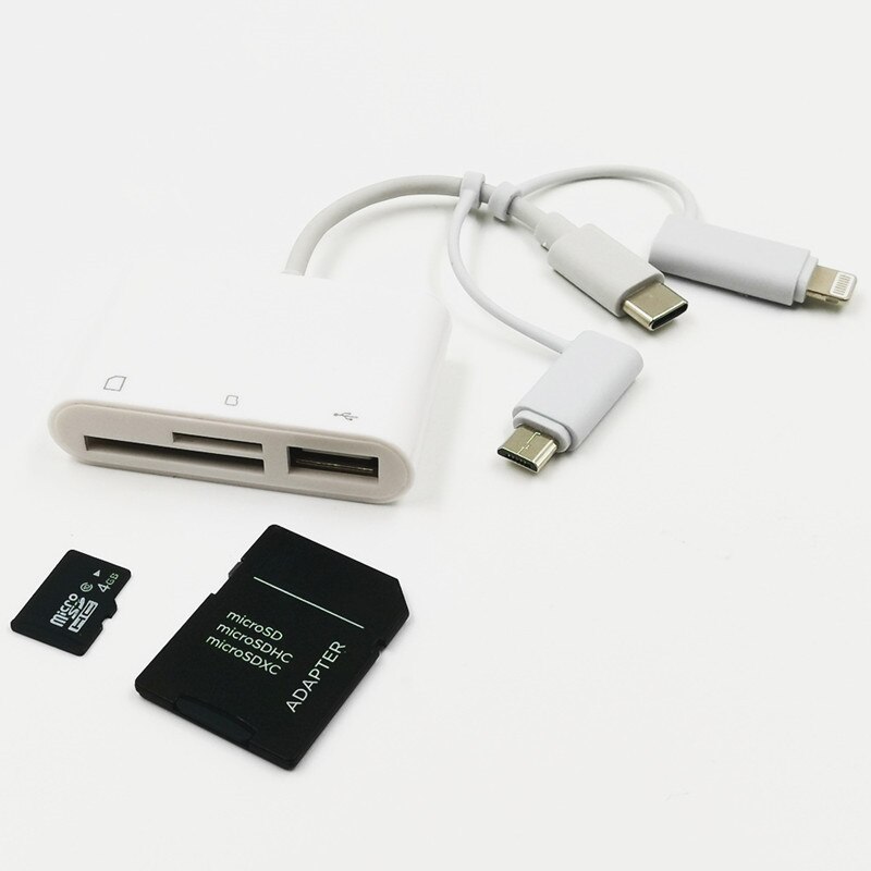 ! 3 in 1 c lightning micro usb kaartlezer voor sd tf kaart otg kaartlezer met usb interface voor iphone android